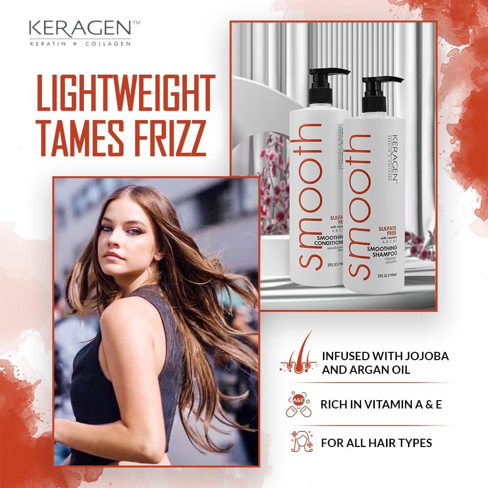 Keragen Champú y Acondicionador Suavizante 0.95 L - Libre de Sulfatos