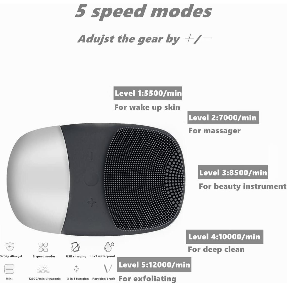 Cepillo Facial Limpiador MEGAN Eléctrico Silicona IPX7 3 en 1