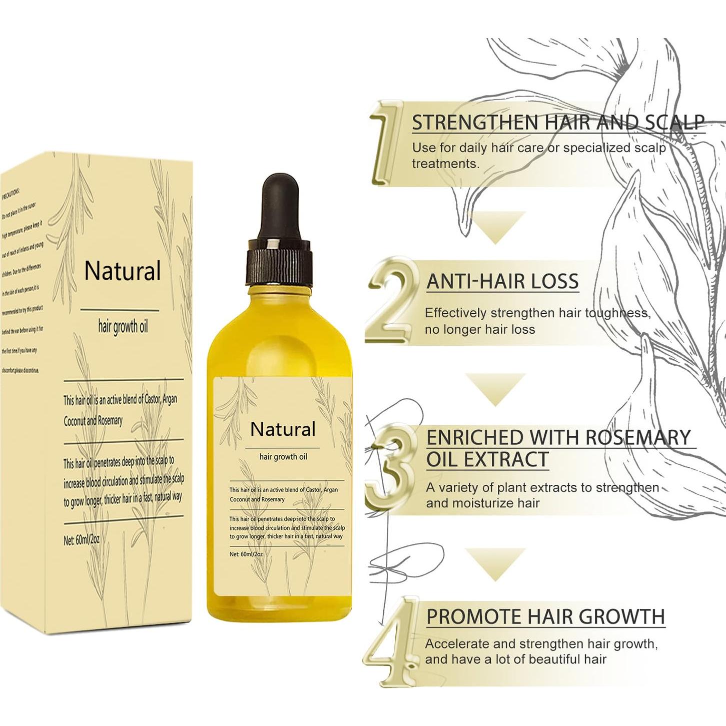 Aceite de Romero Kisinly 60mL para Crecimiento del Cabello