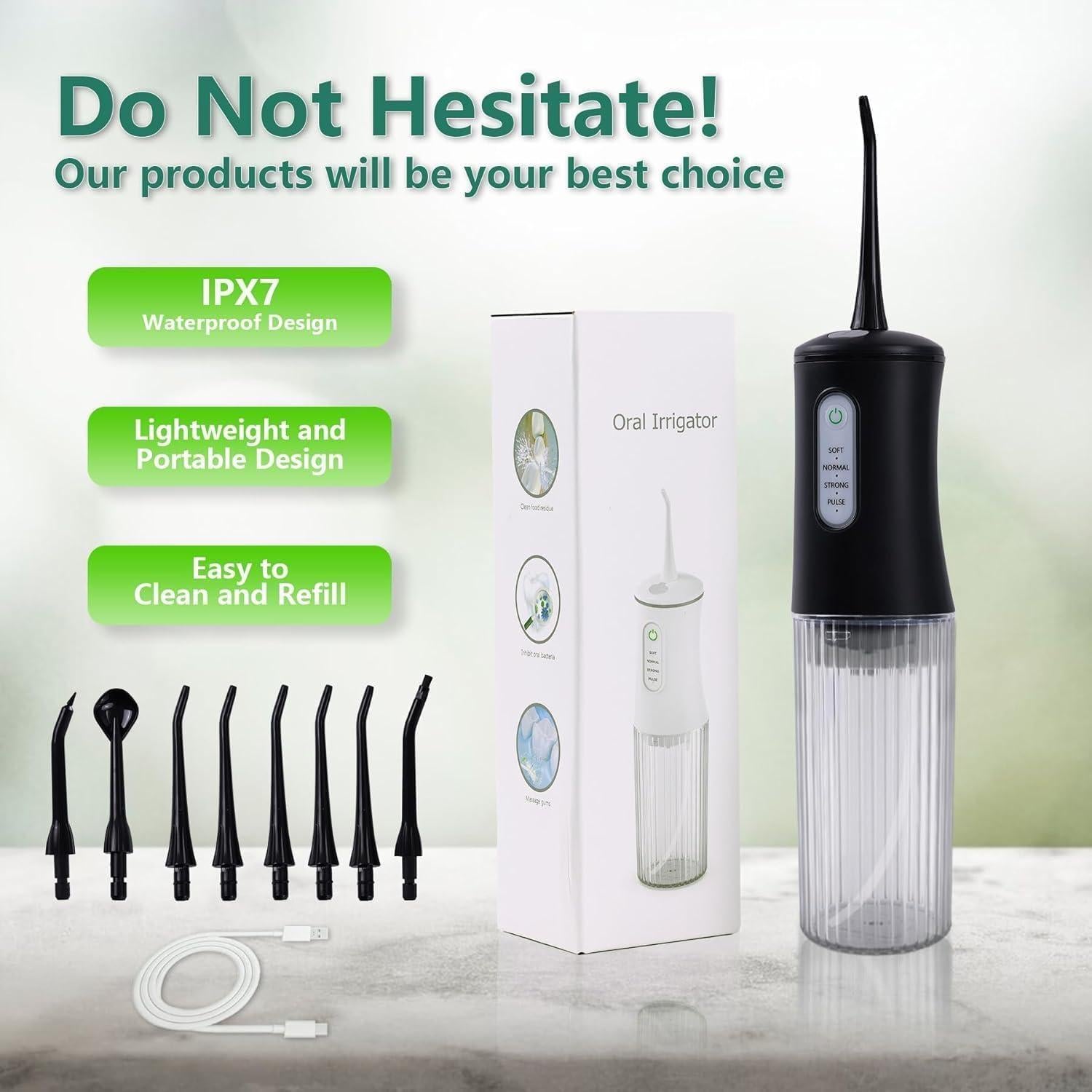 Irrigador Dental Inalámbrico KIDSCOTER Negro 4 Modos 200ml