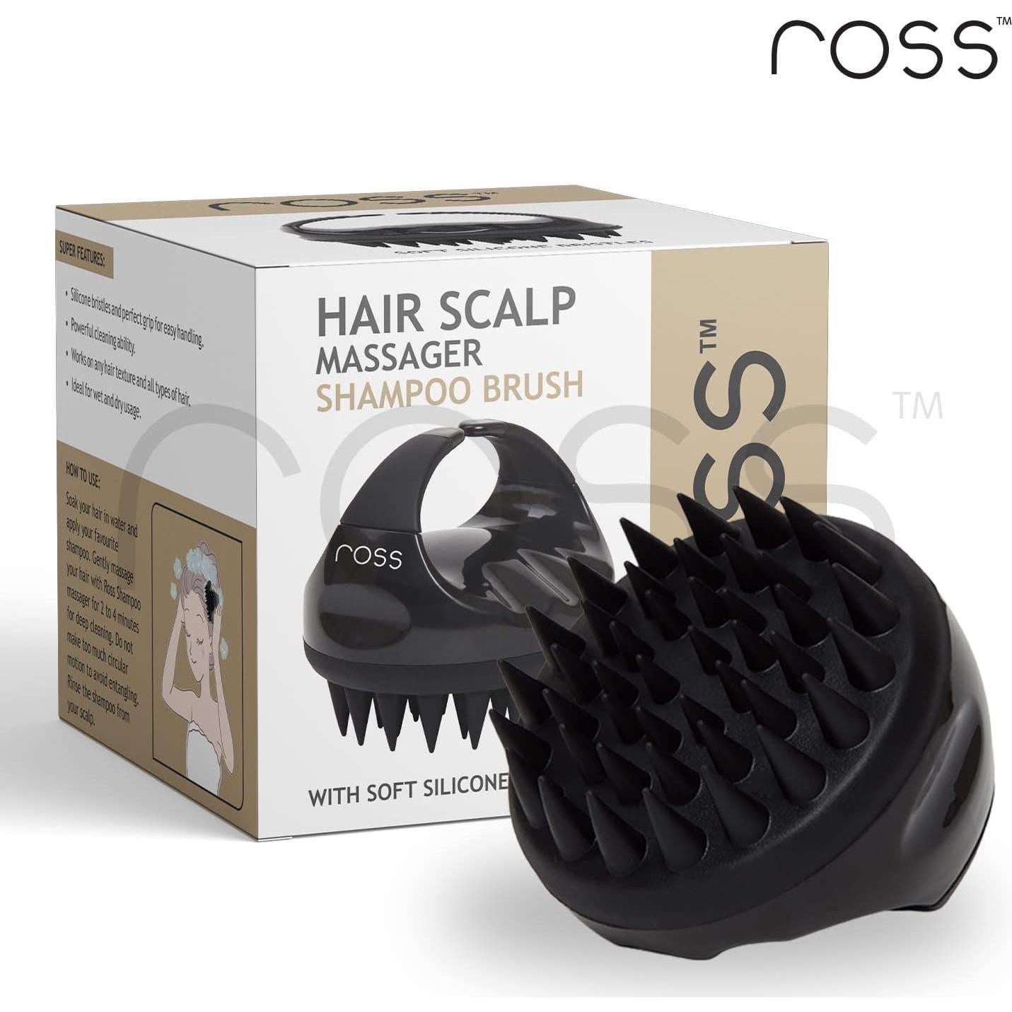 Cepillo Masajeador de Cuero Cabelludo Ross con Cerdas de Silicona