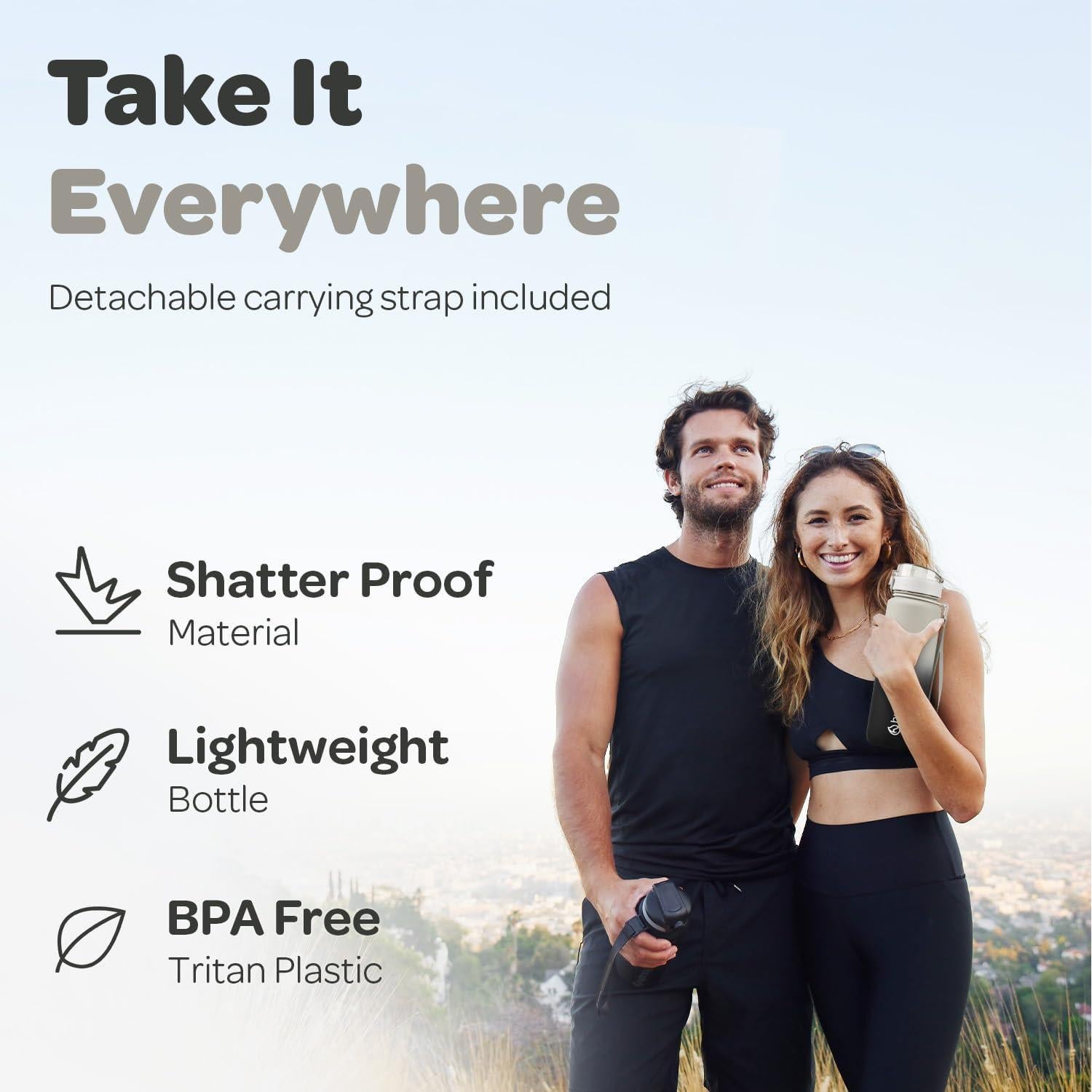 Botella de Agua Hydracy Coach 1L con Marcador de Tiempo y Infusor