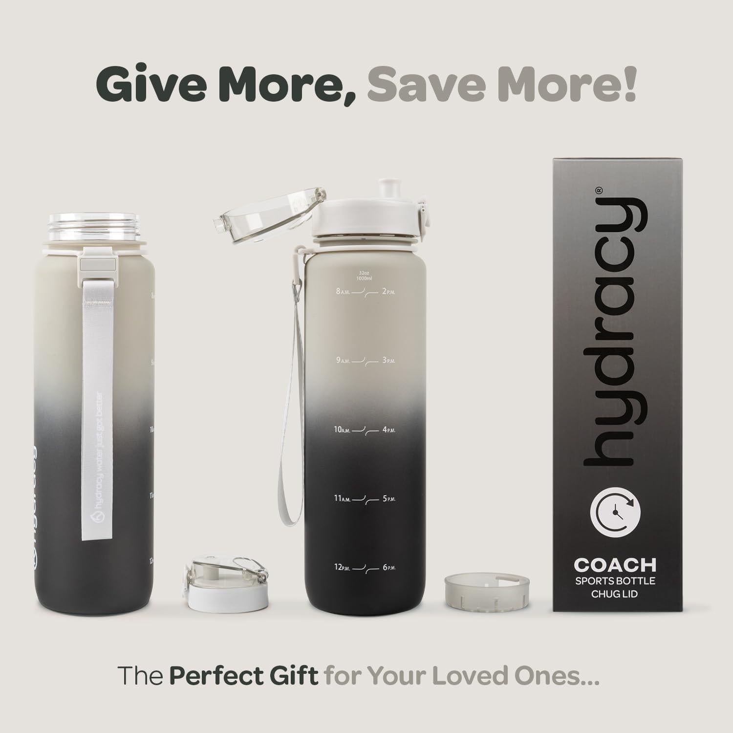 Botella de Agua Hydracy Coach 1L con Marcador de Tiempo y Infusor