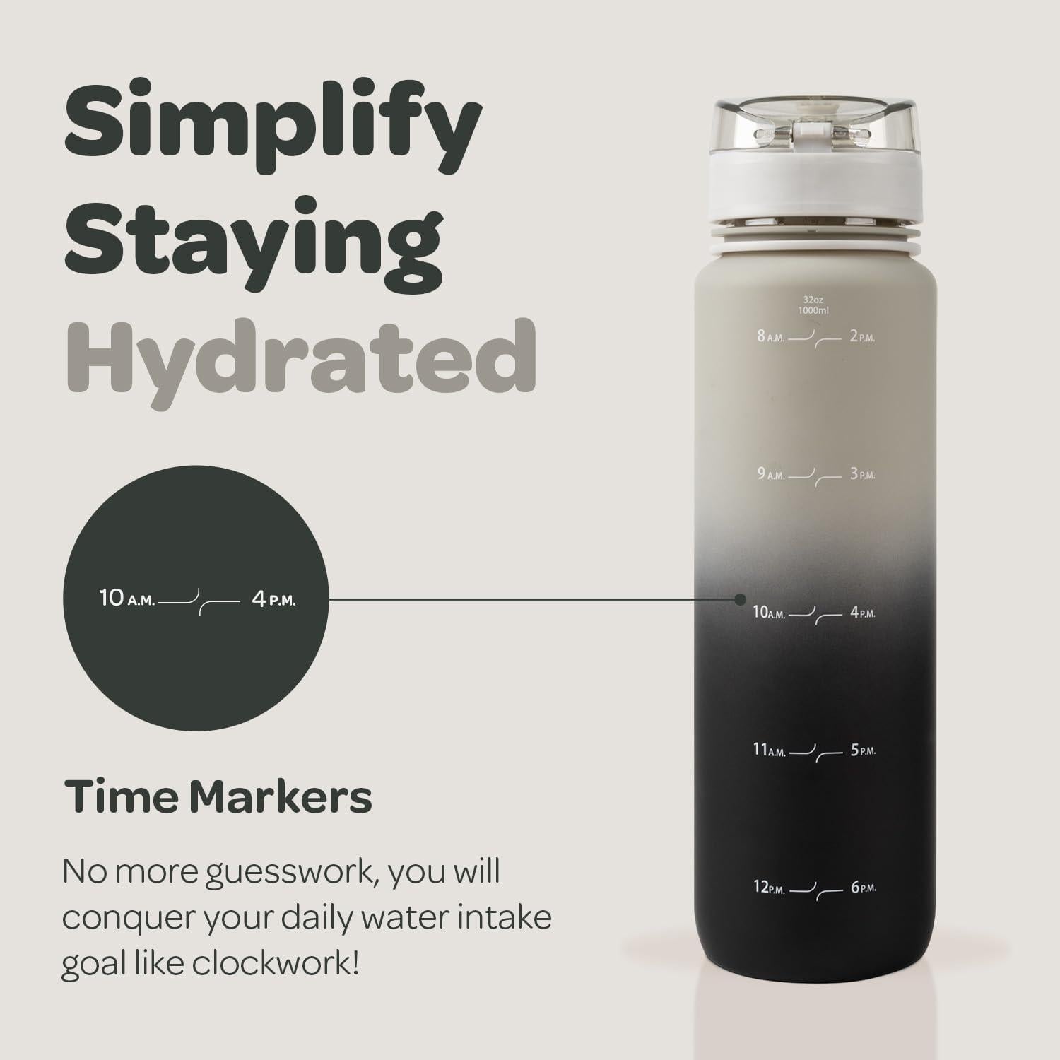 Botella de Agua Hydracy Coach 1L con Marcador de Tiempo y Infusor