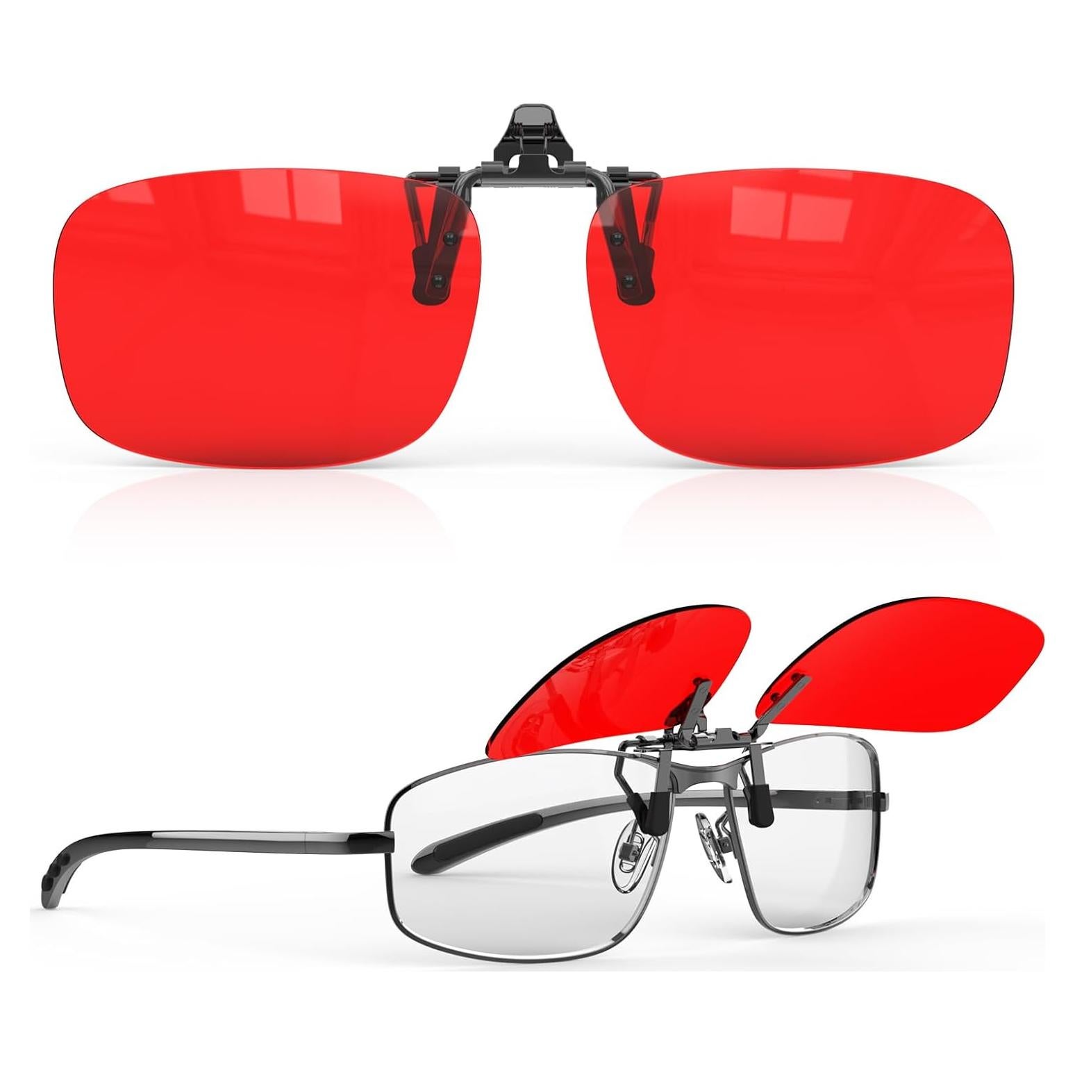 Goiteia Red Clip on Blue Light Blocking Glasses for Sleep-Block Blue & Green Light-Fast and Sound Sleep/Relieve Eye Strain