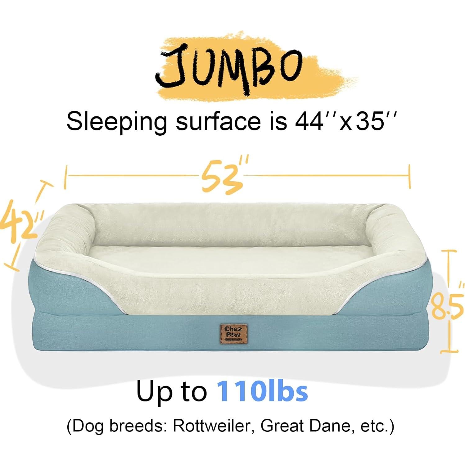 Cama Ortopédica Jumbo Chez Paw para Perros Grandes - Lavable