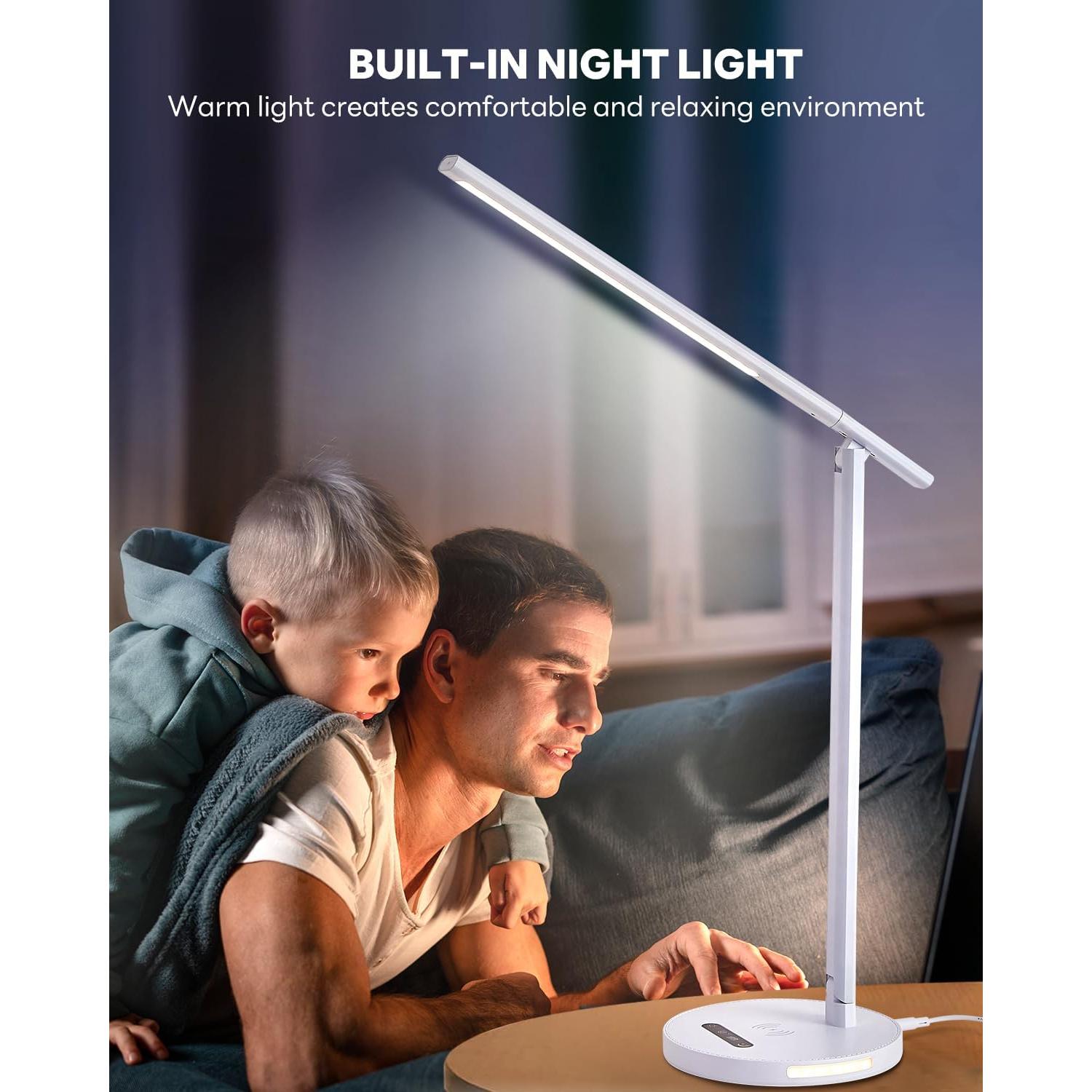 Lámpara de Escritorio LED Sunlinkco con Cargador Inalámbrico