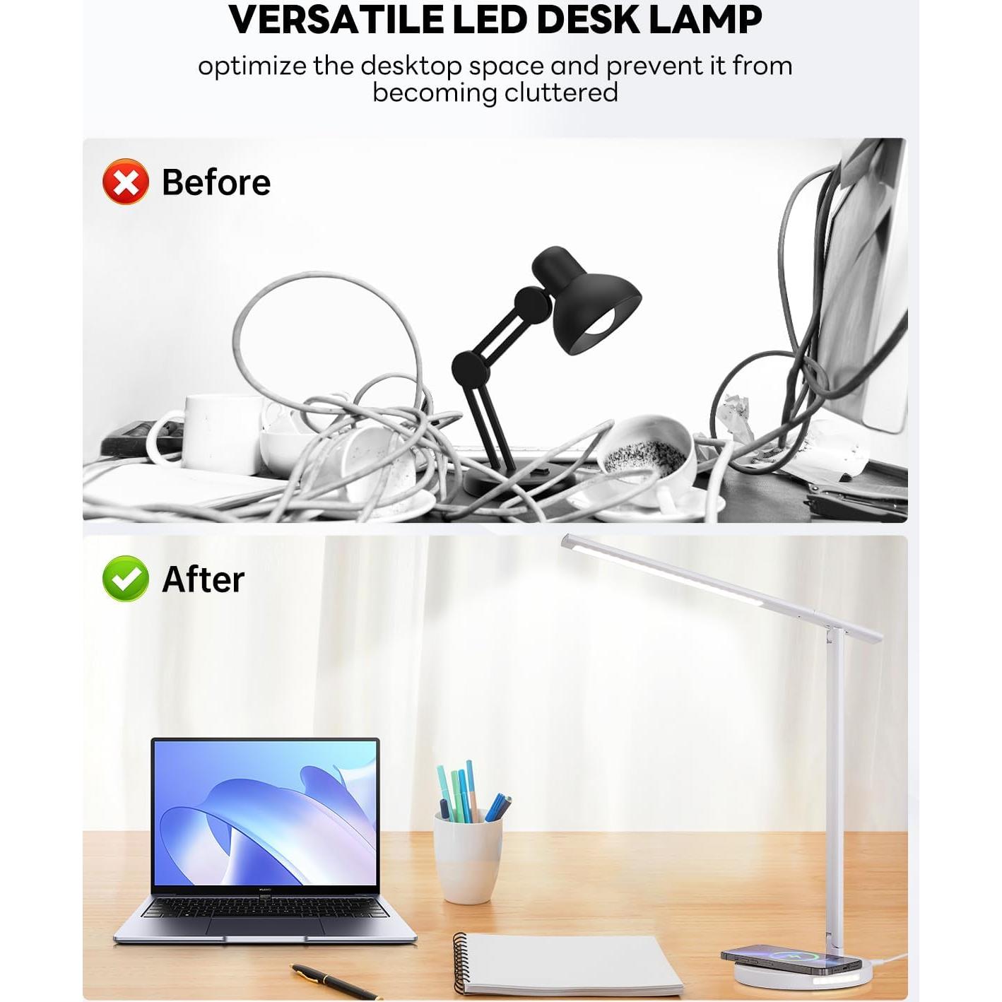 Lámpara de Escritorio LED Sunlinkco con Cargador Inalámbrico