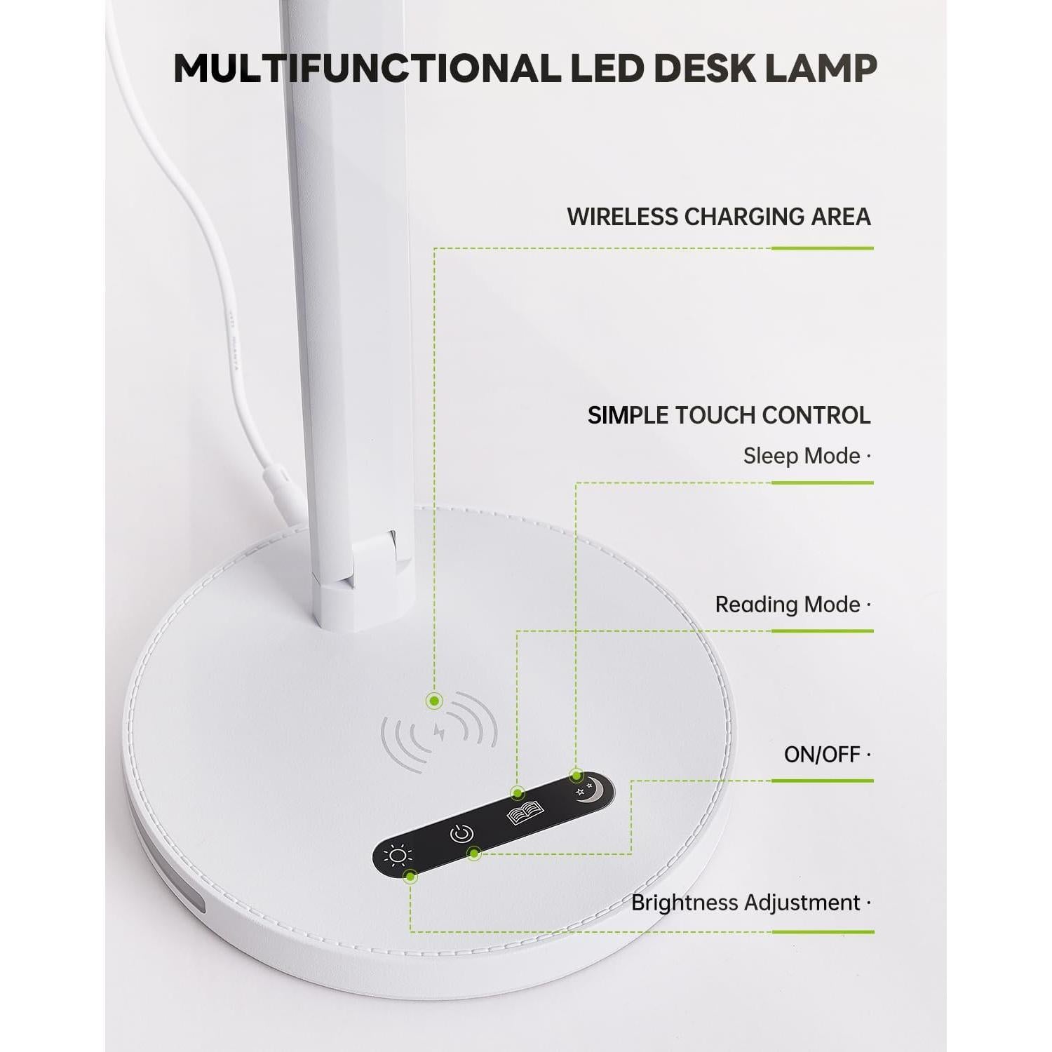 Lámpara de Escritorio LED Sunlinkco con Cargador Inalámbrico