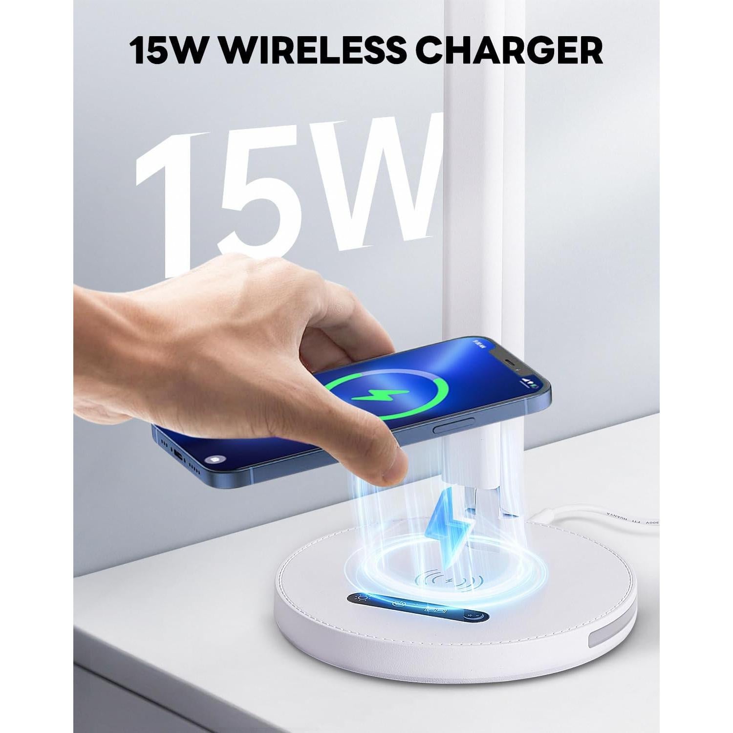 Lámpara de Escritorio LED Sunlinkco con Cargador Inalámbrico