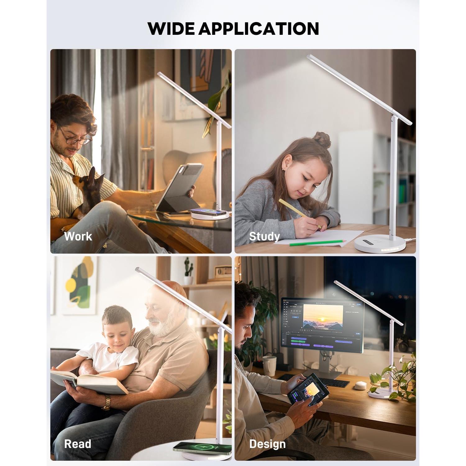 Lámpara de Escritorio LED Sunlinkco con Cargador Inalámbrico