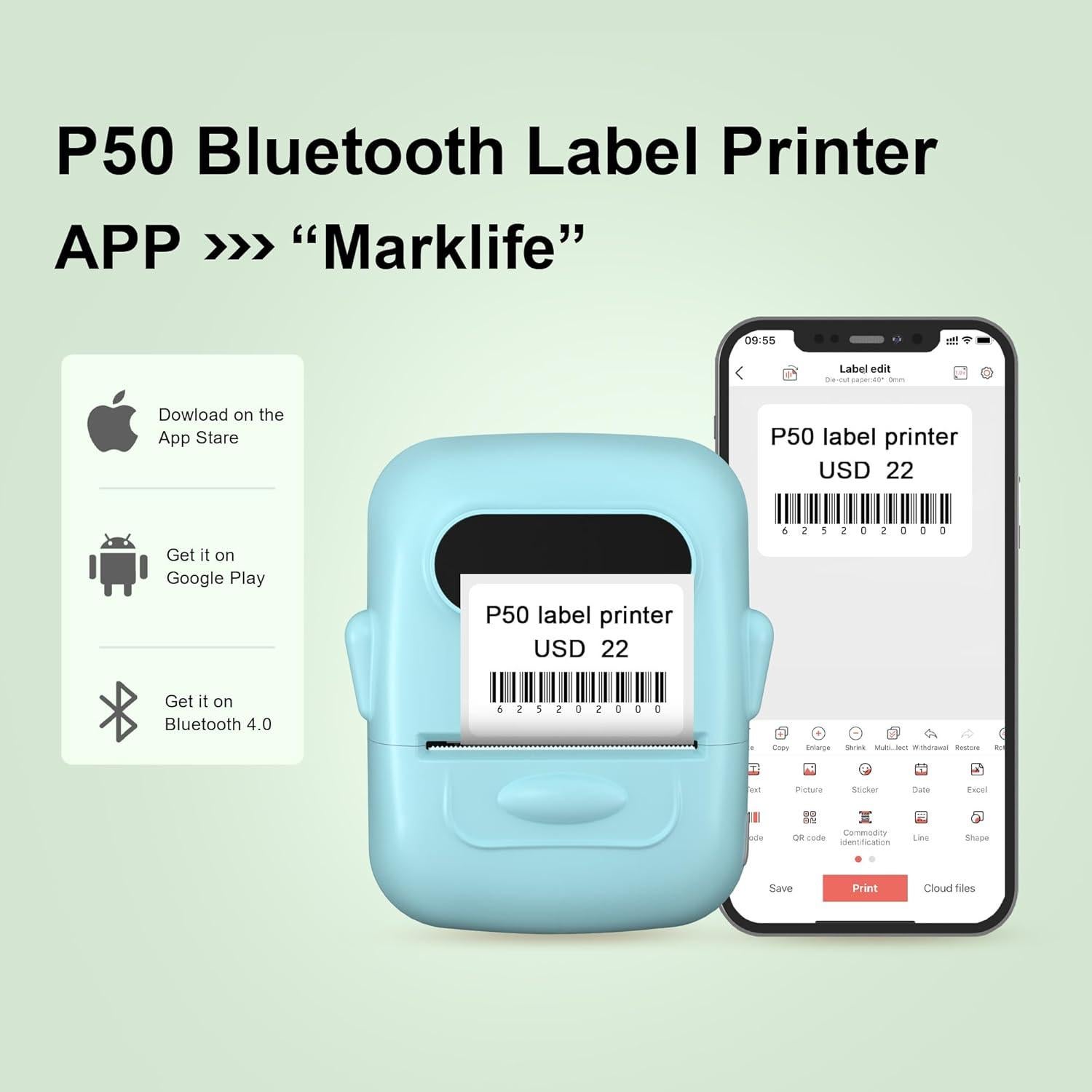 Impresora de Etiquetas Bluetooth PRIMAKNTER P50 203 DPI