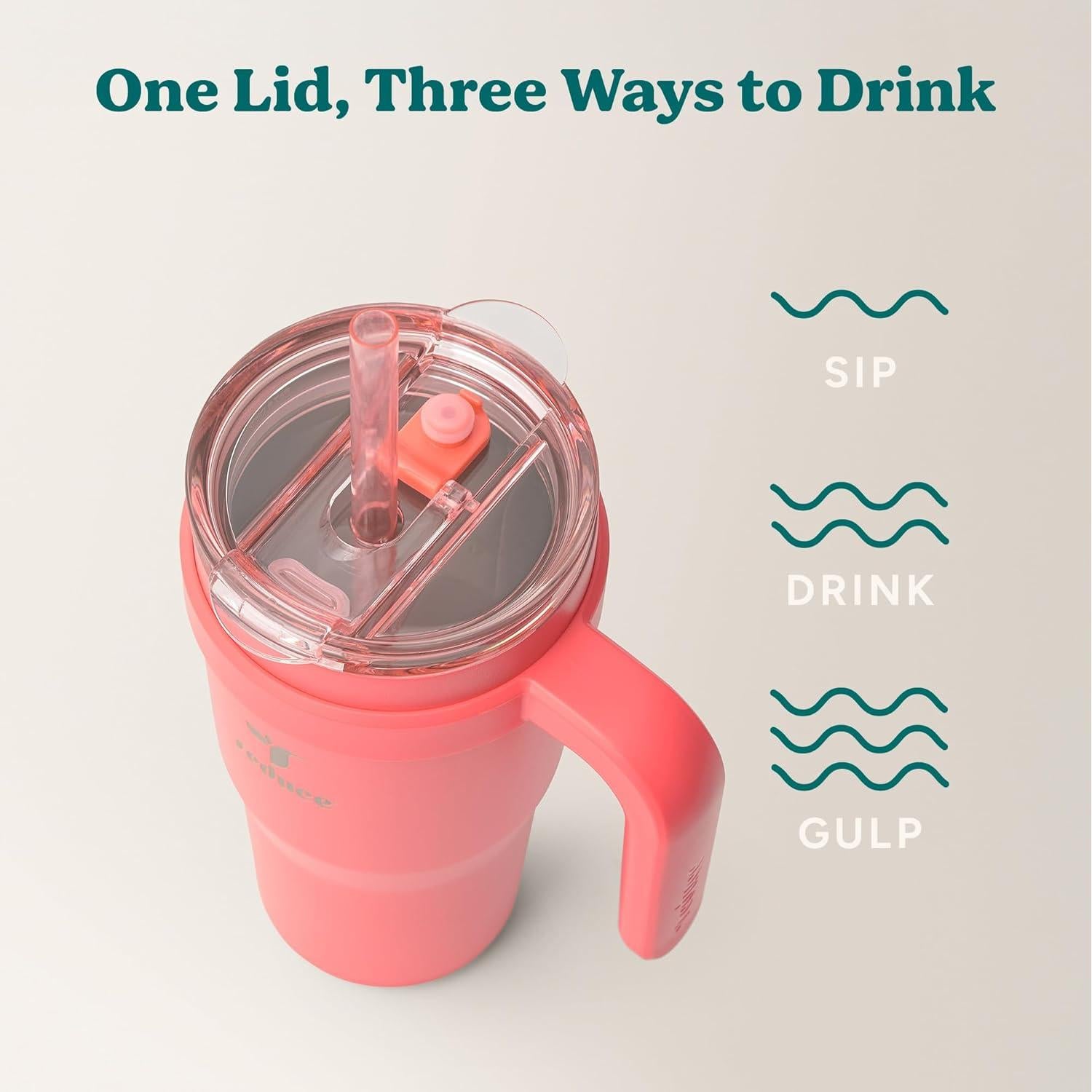 Vaso de Acero Inoxidable REDUCE 24 oz con Asa y Popote