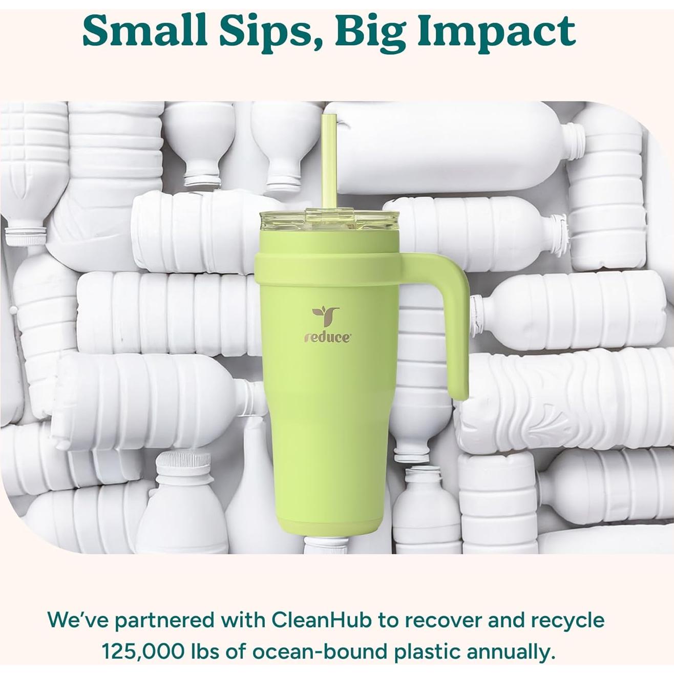 Vaso de Acero Inoxidable REDUCE 24 oz con Asa y Popote