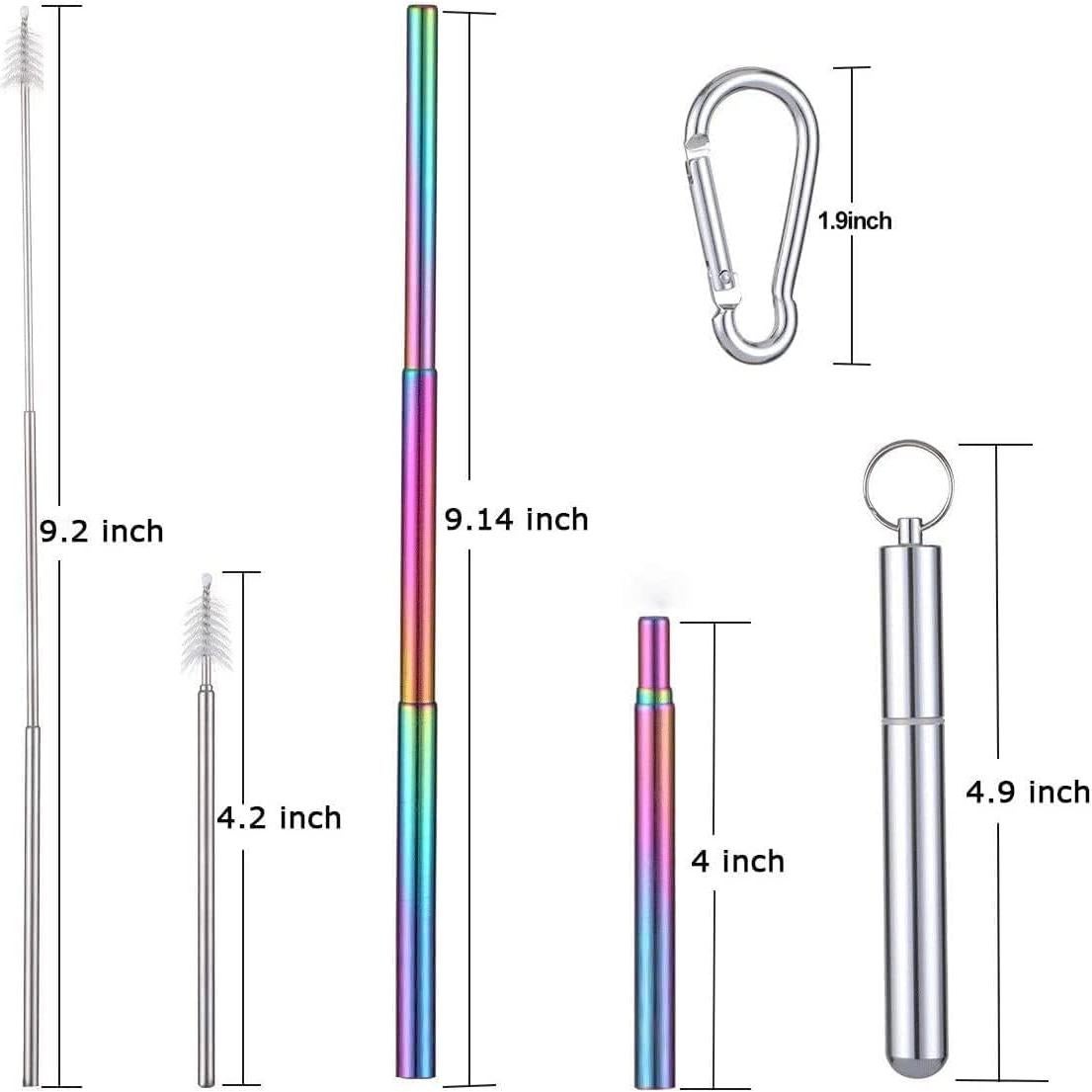 Popotes Telescópicos Reutilizables Chargenyang 2 Piezas Acero Inoxidable