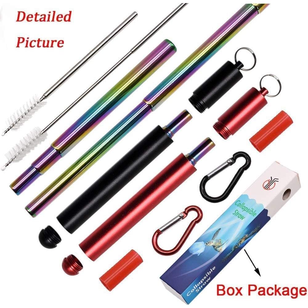 Popotes Telescópicos Reutilizables Chargenyang 2 Piezas Acero Inoxidable