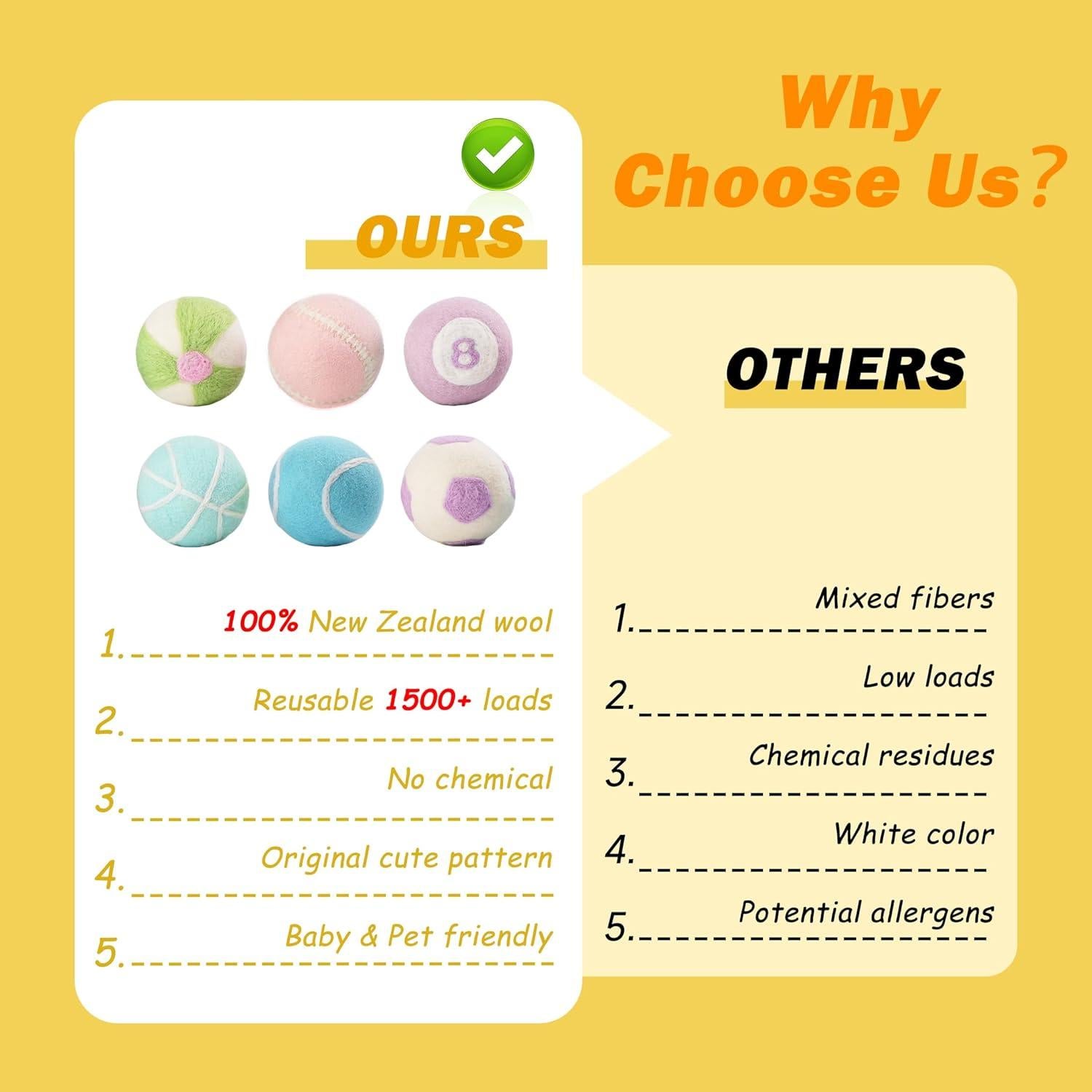 Bolas de Secado de Lana FUTURE FOOT XL 6 Piezas Naturales