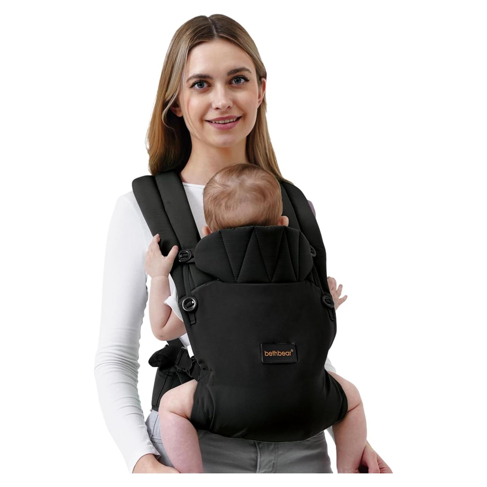 Portabebés Ergonómico BethBear Negro 3-20 kg Lino Natural