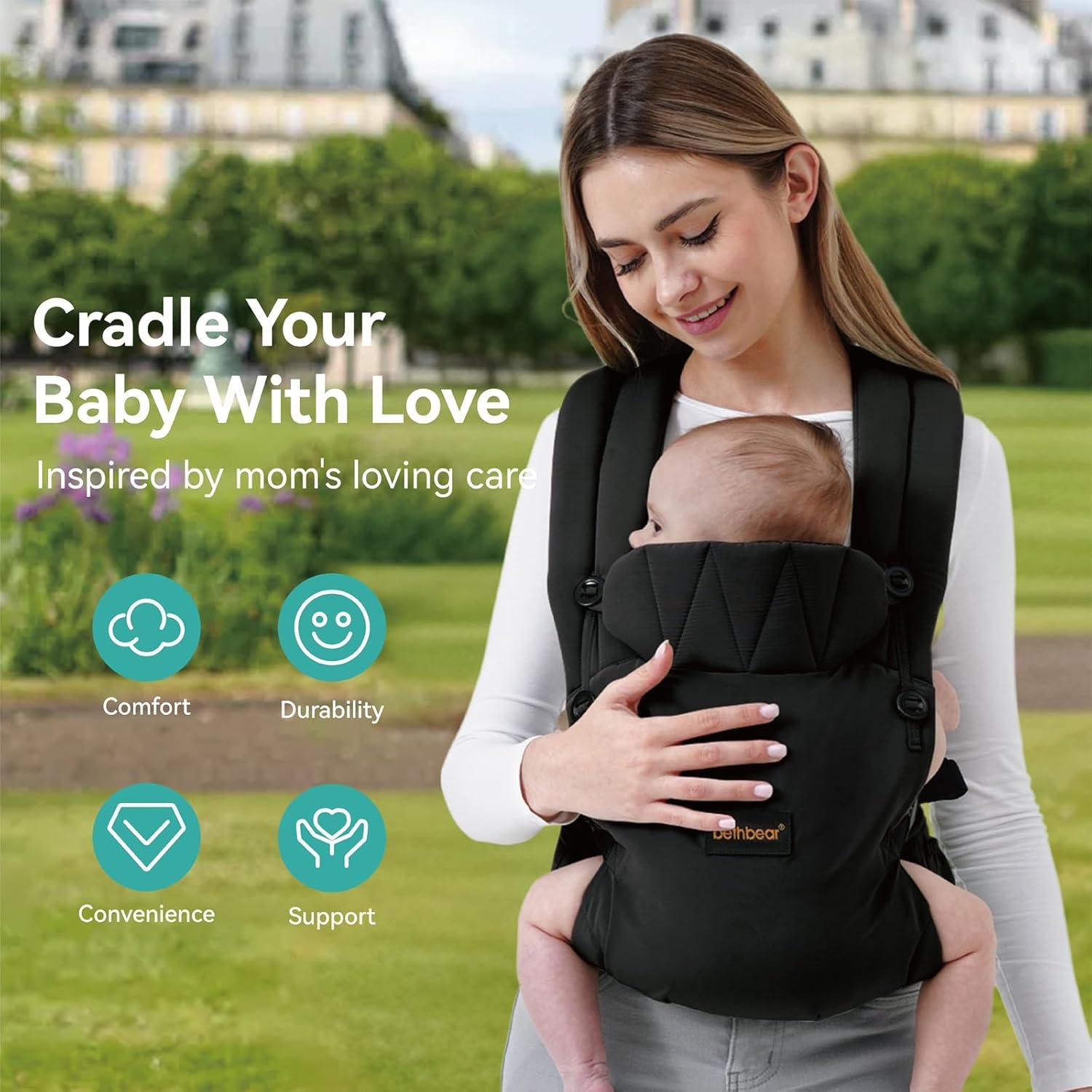 Portabebés Ergonómico BethBear Negro 3-20 kg Lino Natural