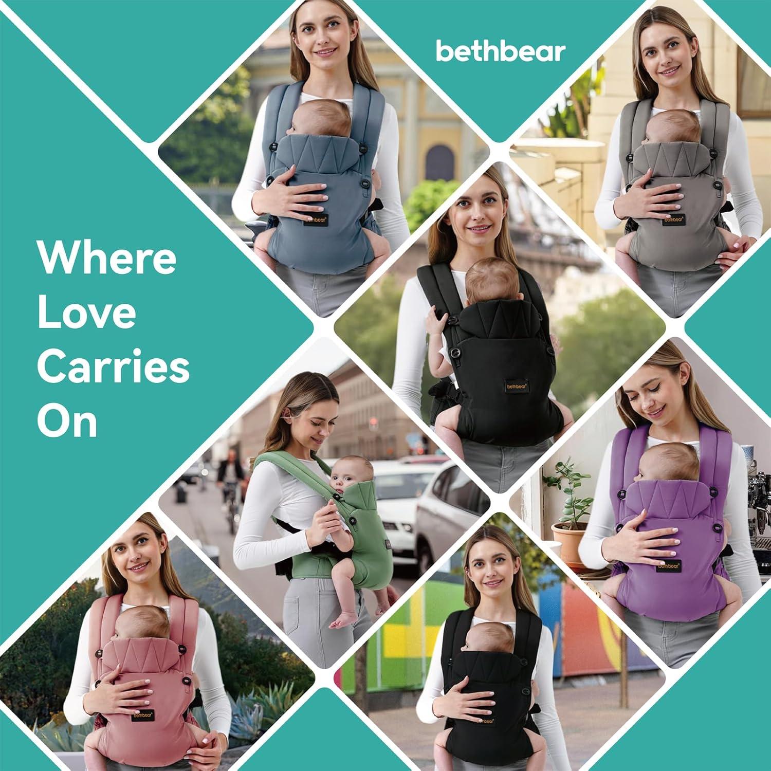 Portabebés Ergonómico BethBear Negro 3-20 kg Lino Natural