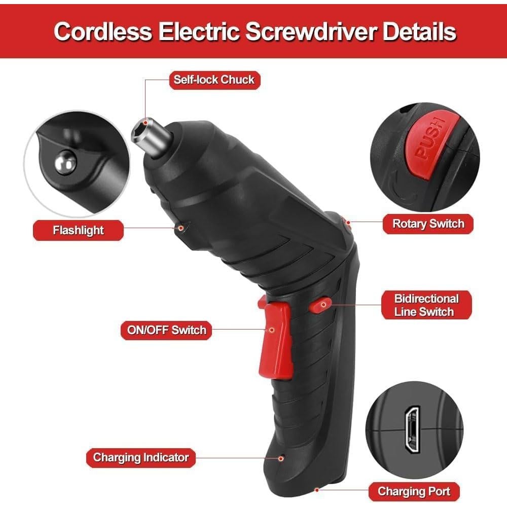 Destornillador Eléctrico Blarie Recargable con Linterna 300 RPM