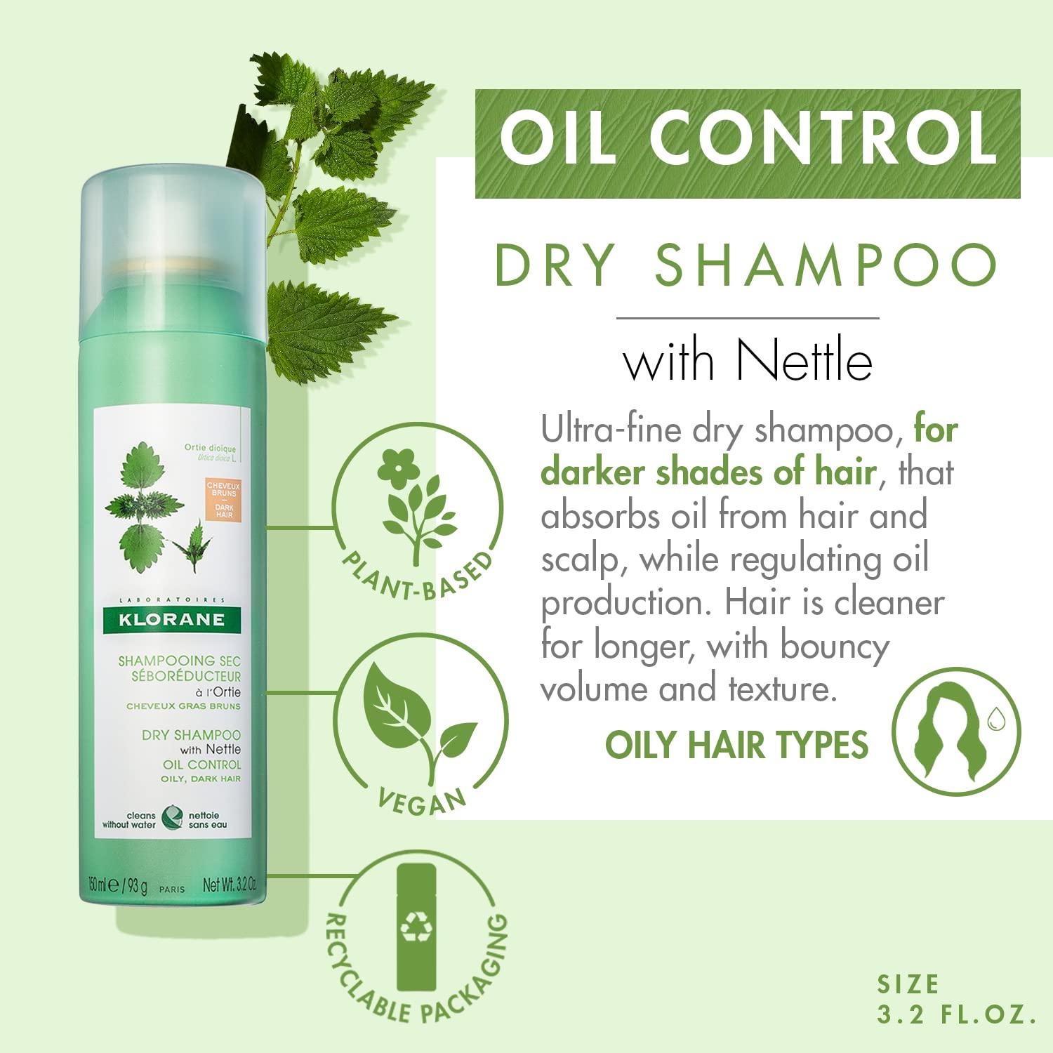 Champú Seco Klorane Ortiga 91g - Cabello Graso, Sin Parabenos