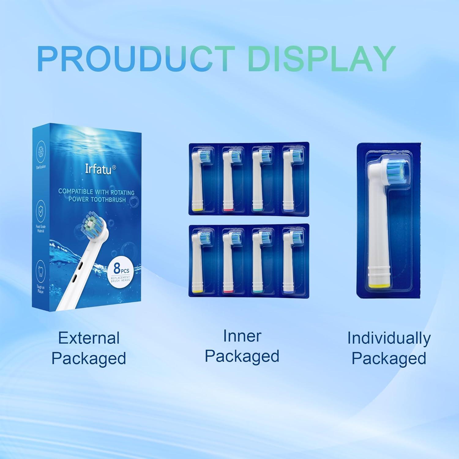 Cabezas de Cepillo de Dientes Irfatu para Oral-B - 8 Piezas