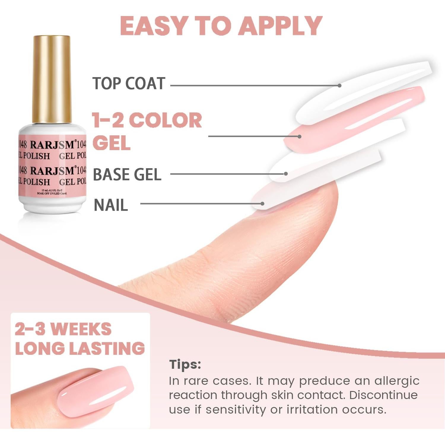 Set de Gel y Esmalte de Uñas RARJSM Rosa Burbuja 15ml