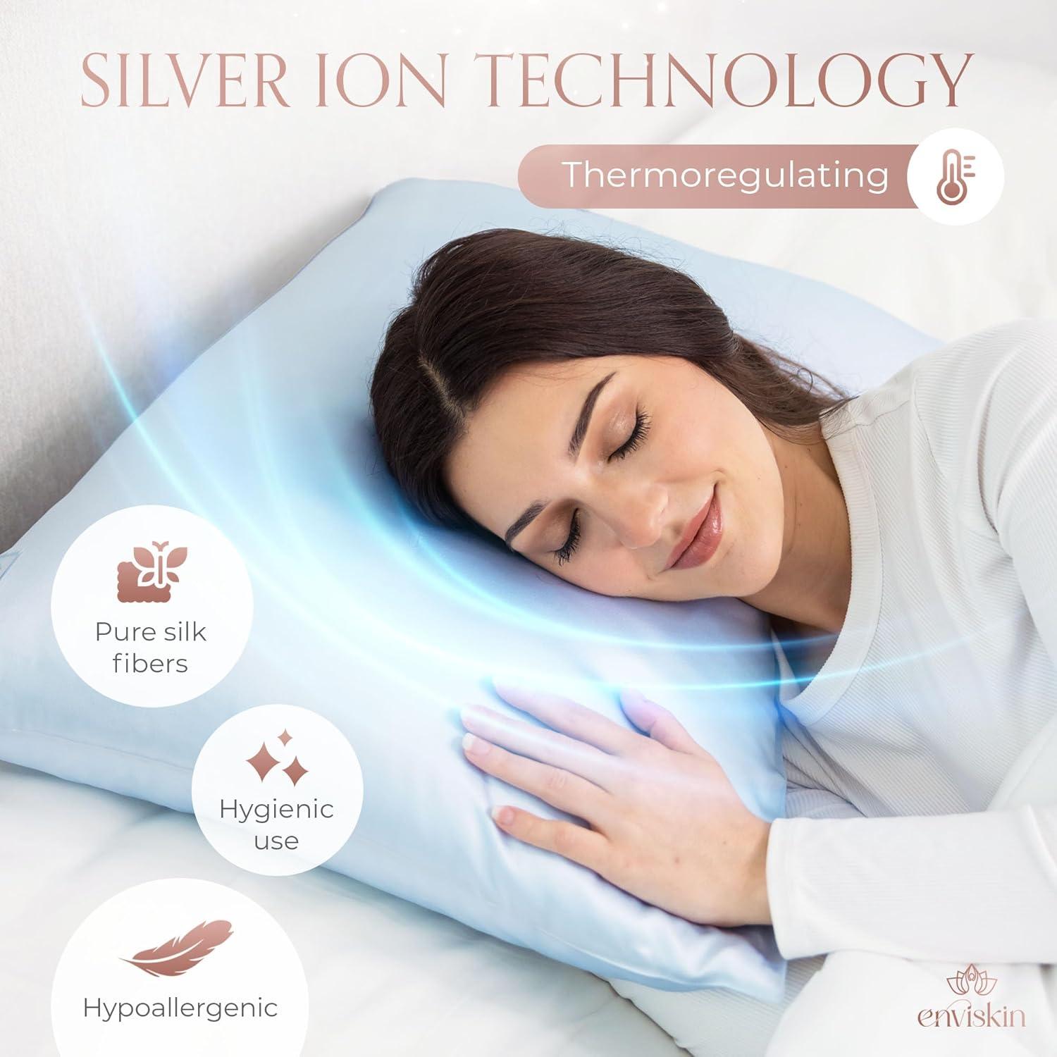 Funda de Almohada de Seda 100% Enviskin Estándar 30 Momme Negra