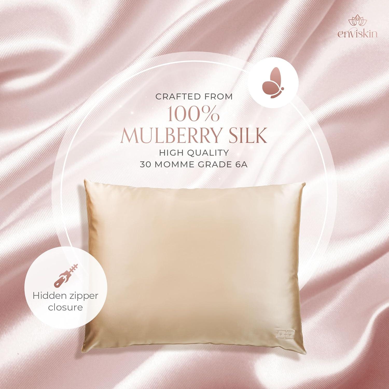 Funda de Almohada de Seda 100% Enviskin Estándar 30 Momme Negra