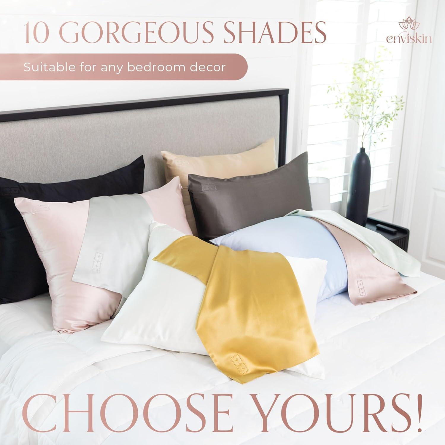 Funda de Almohada de Seda 100% Enviskin Estándar 30 Momme Negra