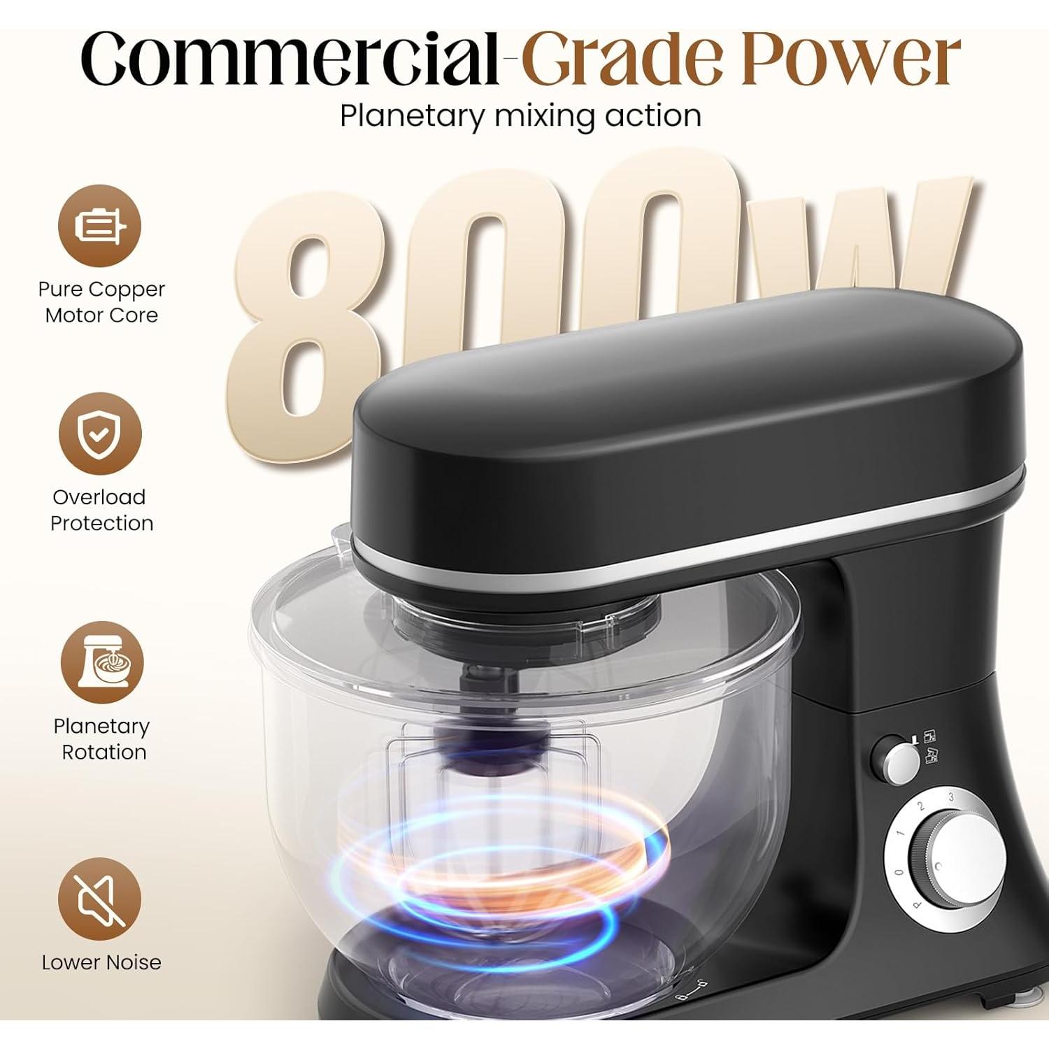 Batidora de pie EQTLVFH 800W 5.3QT 6 velocidades - Negro