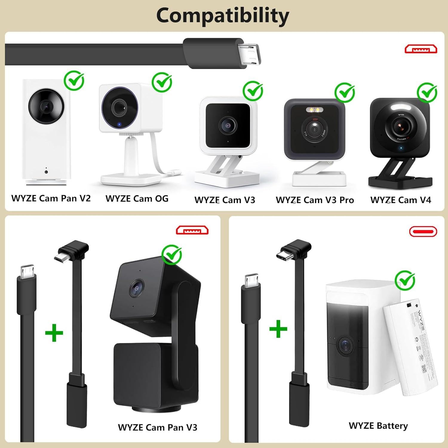 Cable de Poder Exterior 15m Goldtime para Wyze Cam V4/V3/V2