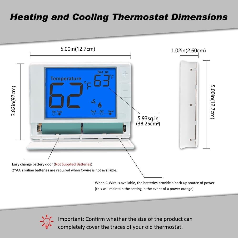 Termostato Digital Coiiwsei RTH702, 2 Calor/2 Frío, Pantalla LCD