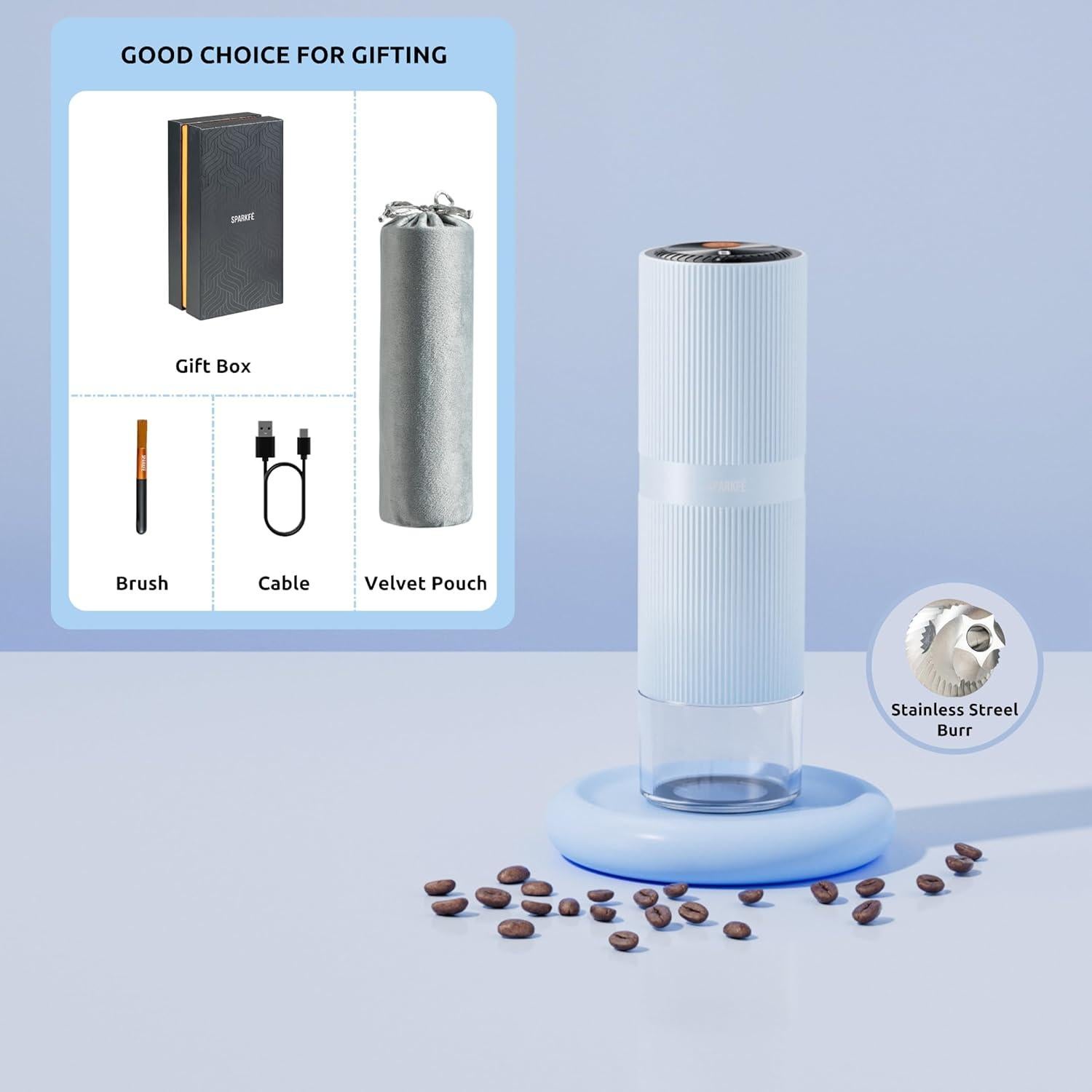 Molino de Café Eléctrico SPARKFE CGR-S04 Portátil Azul