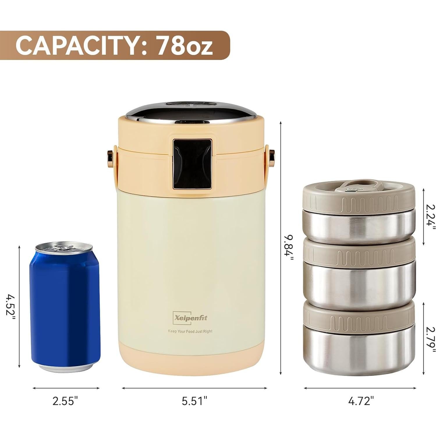 Termo de Comida Caliente Xeipenfit 78 oz Beige Aislamiento