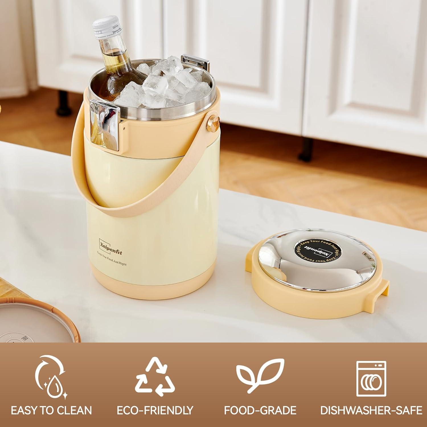 Termo de Comida Caliente Xeipenfit 78 oz Beige Aislamiento