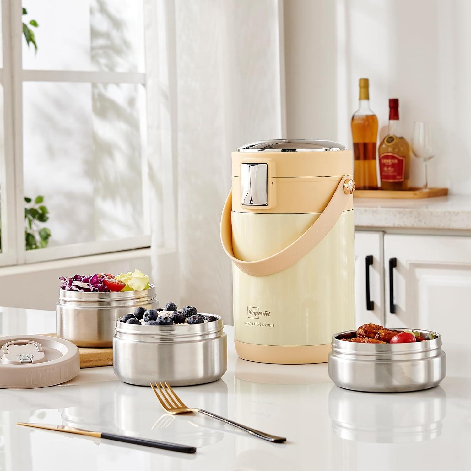 Termo de Comida Caliente Xeipenfit 78 oz Beige Aislamiento