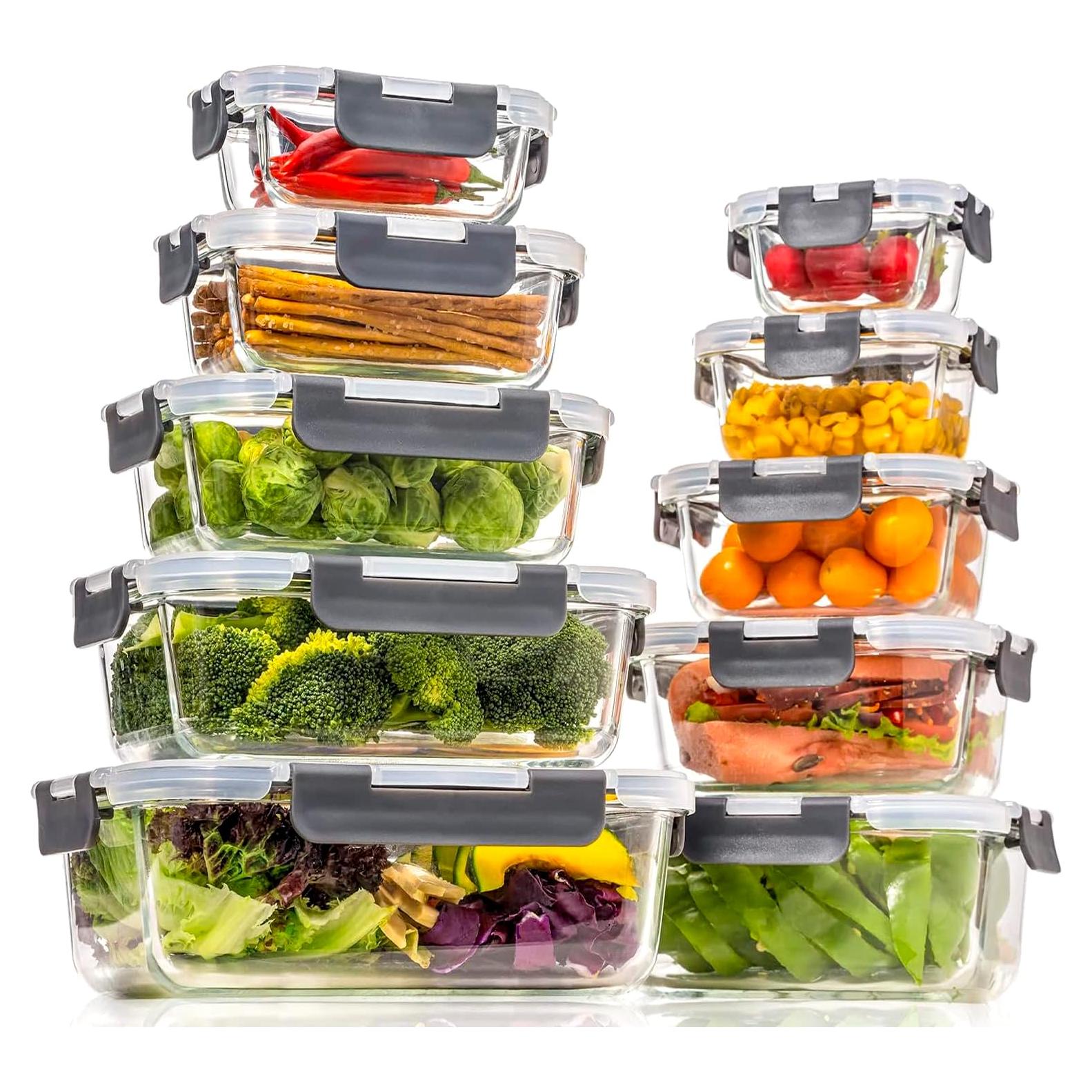 Juego de 20 Contenedores de Vidrio Coccot con Tapas Herméticas