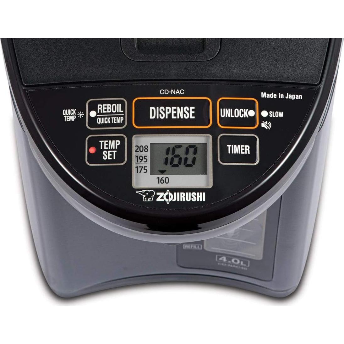 Zojirushi Calentador de Agua 4L y Olla Arrocera 1L Negro