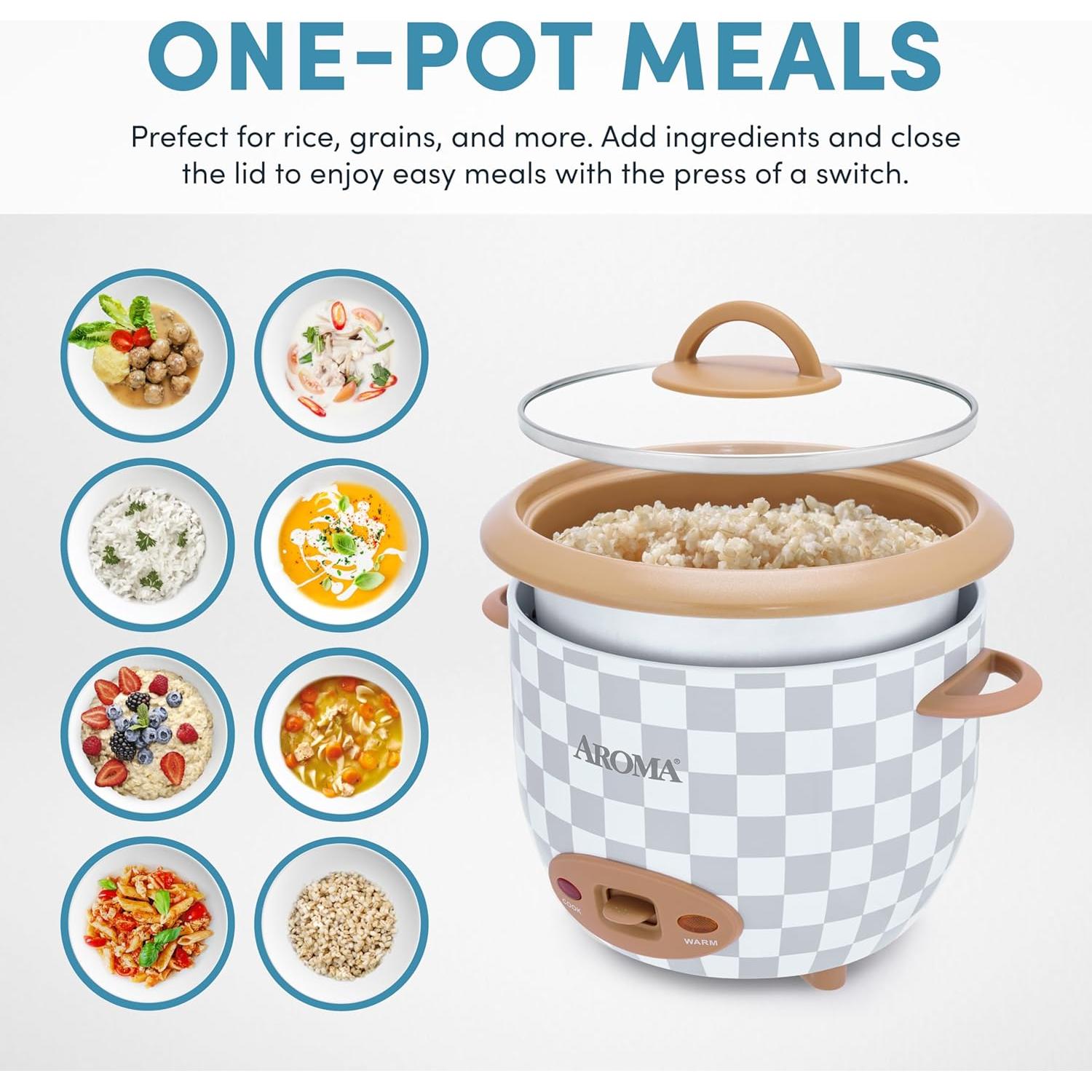 Olla Arrocera Eléctrica Aroma 6 Tazas 1.5L Cerámica Antiadherente