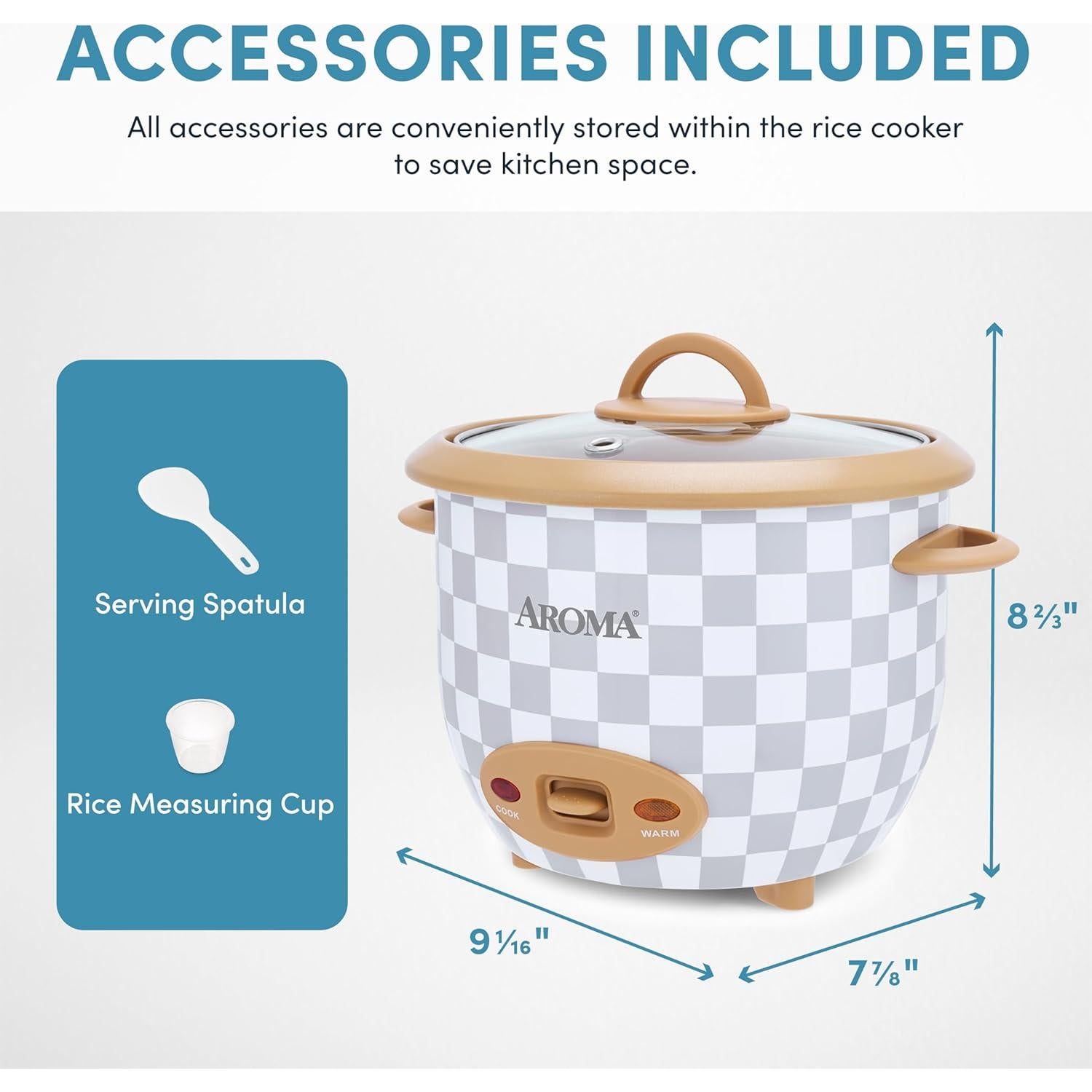 Olla Arrocera Eléctrica Aroma 6 Tazas 1.5L Cerámica Antiadherente