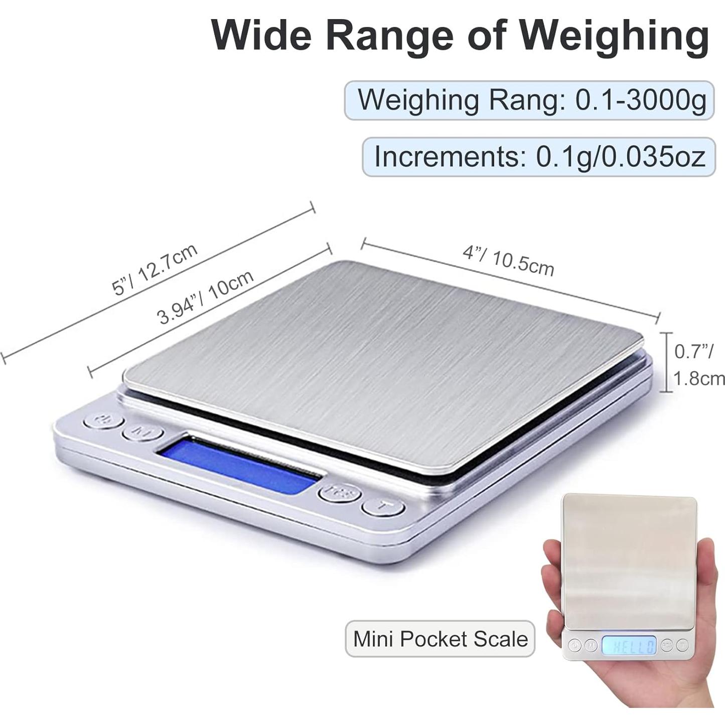 Báscula de Cocina Digital JOEAA 3000g/0.1g Acero Inoxidable