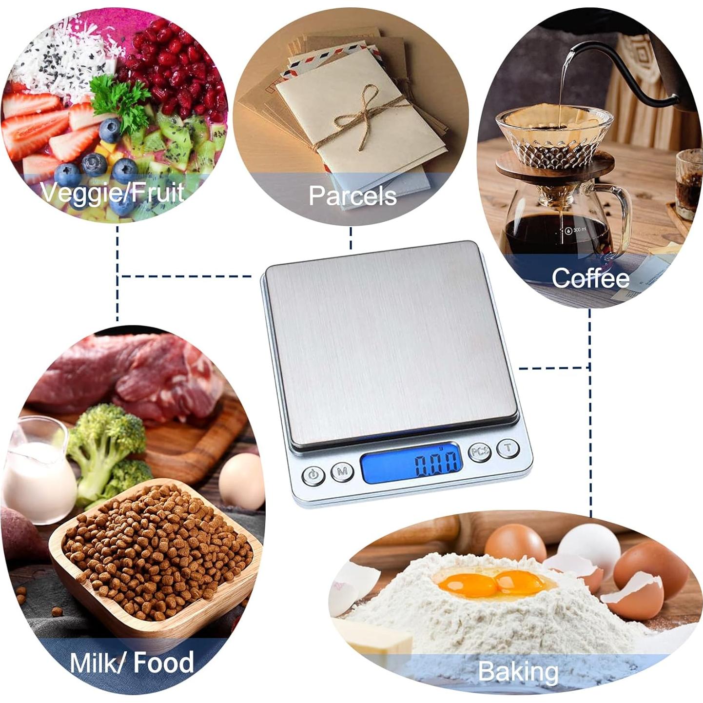 Báscula de Cocina Digital JOEAA 3000g/0.1g Acero Inoxidable