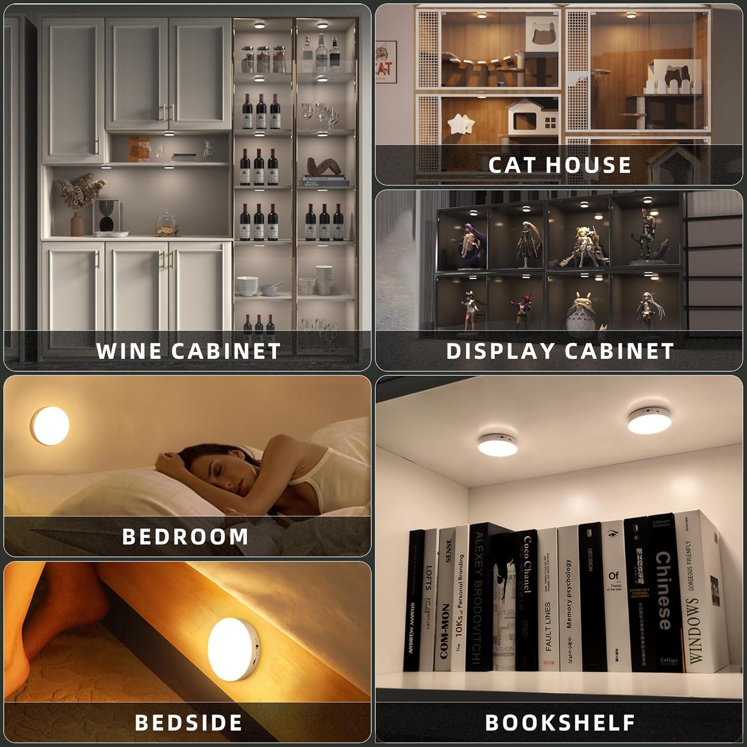 Luces Puck LED Recargables con Control Remoto 9pcs 1200mAh