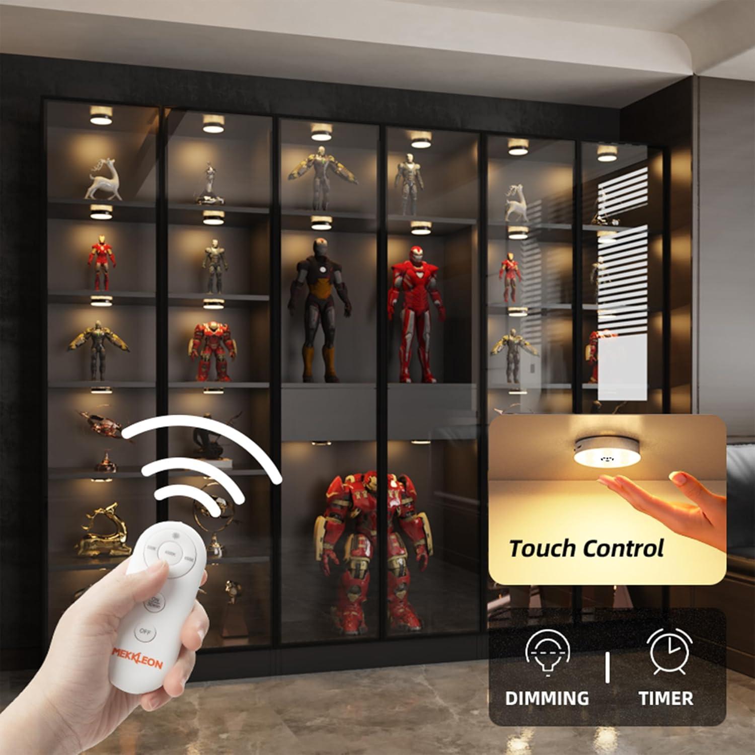 Luces Puck LED Recargables con Control Remoto 9pcs 1200mAh