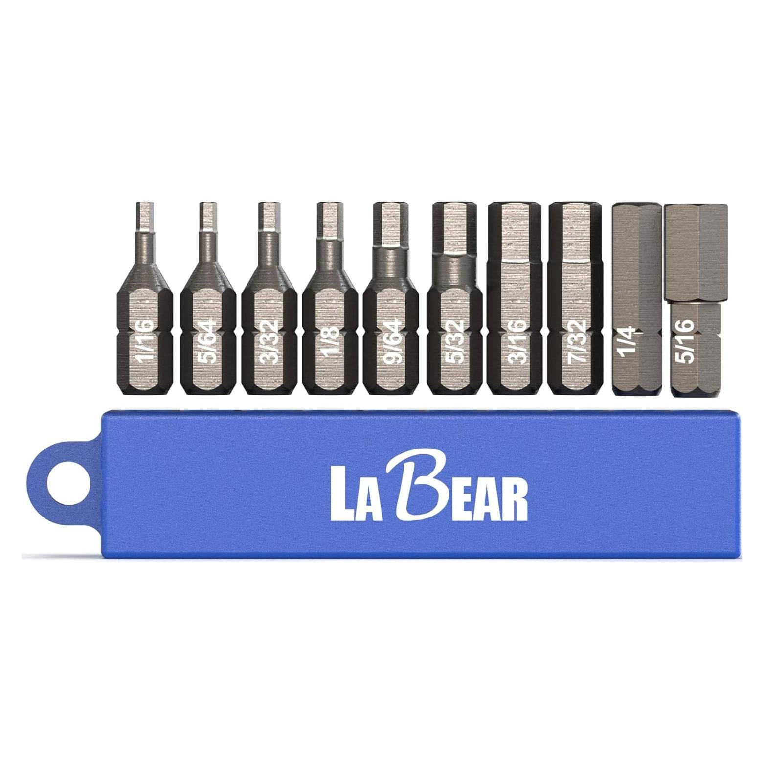 Juego de 10 Puntas de Destornillador Hexagonal LABEAR Acero S2