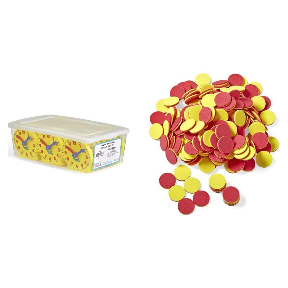 Kit de Relojes Engranados hand2mind para Aula (24 Pzs) y Contadores (200 Pzs)