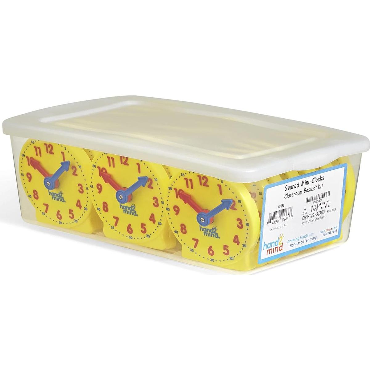 Kit de Relojes Engranados hand2mind para Aula (24 Pzs) y Contadores (200 Pzs)