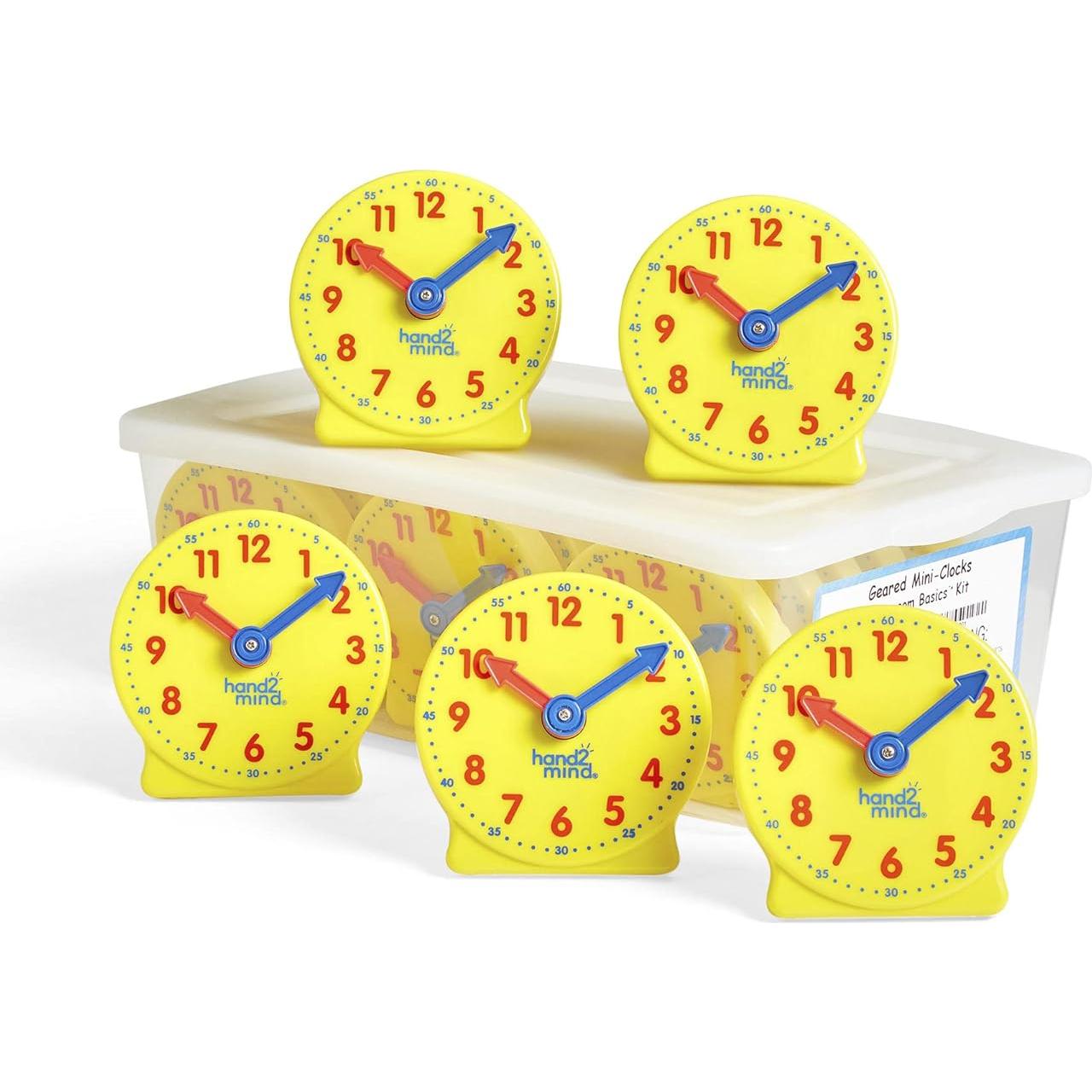 Kit de Relojes Engranados hand2mind para Aula (24 Pzs) y Contadores (200 Pzs)